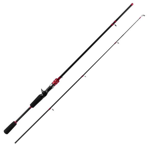 Dr.Fish Casting Rod 5.9ft Red 2 Section Medium Power Moderate Fast Action EVA Handle Ceramic Guides Offshore Saltwater Fishing Pole with Rod Hook Keeper