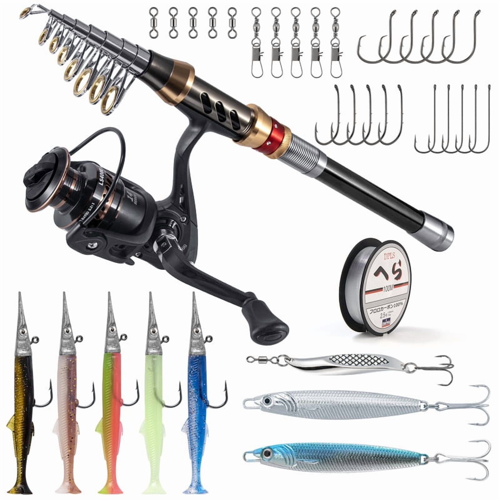 Dr.Fish Fishing Rod and Reel Combo Telescopic Rod 4000 Spinning Reel Combo Set Saltwater Sea Fishing Lures Jigs Spoon Spinner Sandeel Lures Sea Gear Equipment Tackle