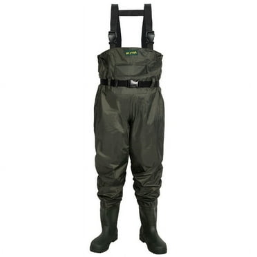 Dr.Fish Fishing Chest Waders Waterpoof With Boots for Man Women Youth Breathable Nylon PVC Hunting Gardening Crosswater Waders with Belts for Fly Fishing Farming Wader Size 6-13 Include Repair Kit