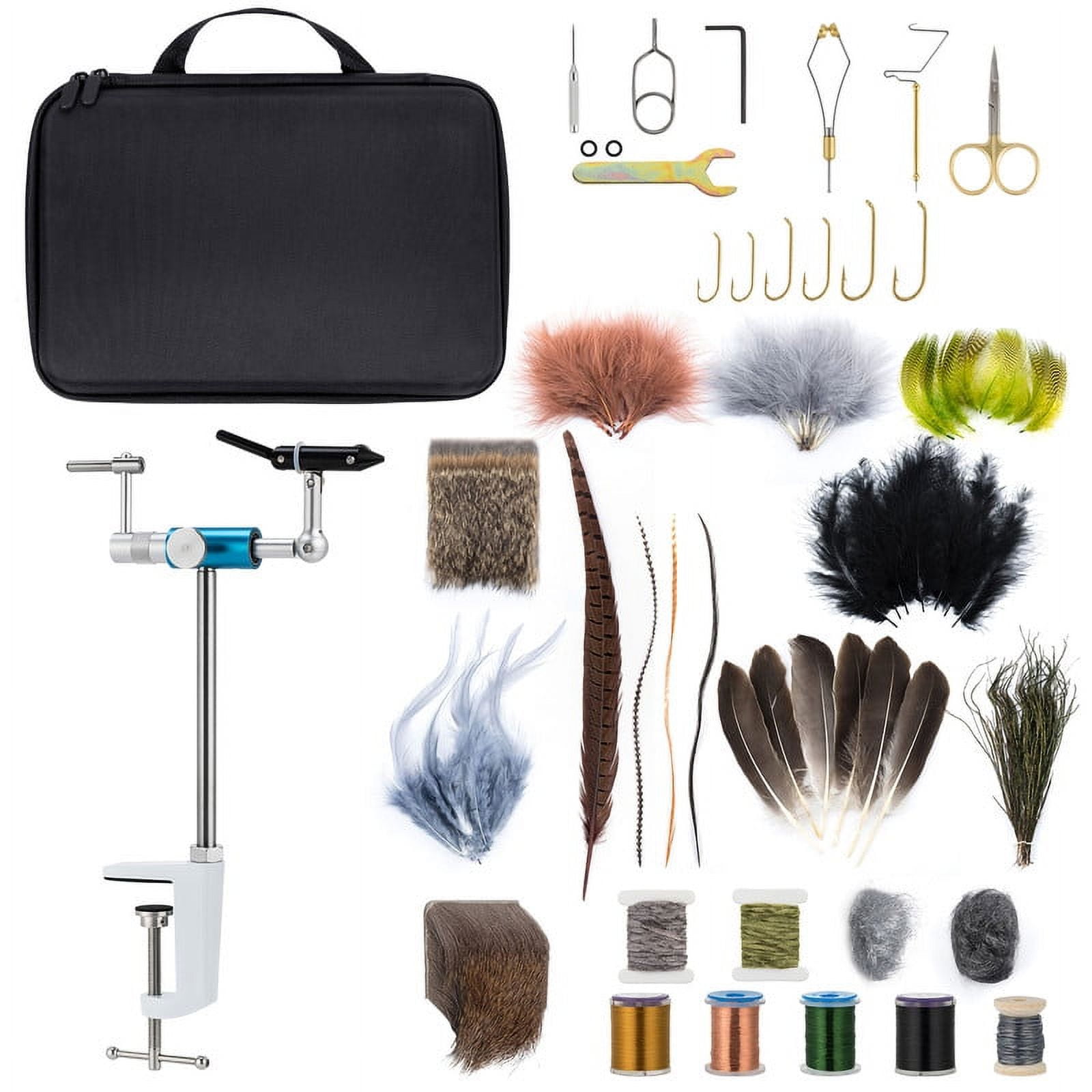 Dr.Fish Fly Tying Kit Material Tools Fly Fishing Feather Fur Flies