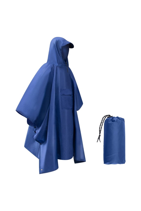 Rain Poncho Reusable for Adults with Hood Waterproof Unisex Reusable Multifunctional for Hiking Camping