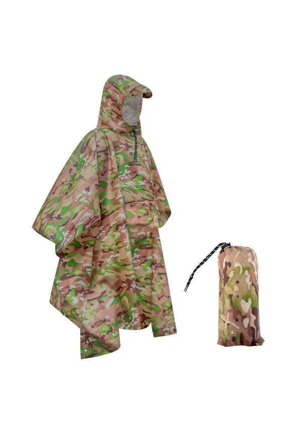 Rain Poncho Reusable for Adults with Hood Waterproof Unisex Reusable Multifunctional for Hiking Camping