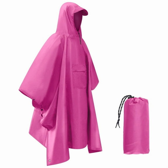 Dr.Fish Rain Poncho Reusable for Adults with Hood Waterproof Unisex Reusable Multifunctional for Hiking Camping