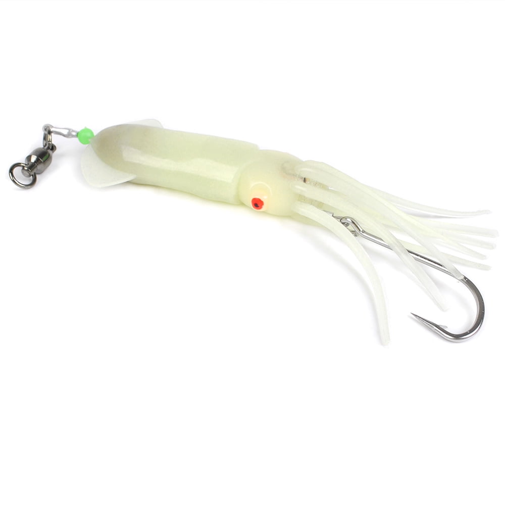 Dr.Fish Saltwater Fishing Lure Trolling Squid Offshore Teaser Bait 6 Built- in LED Light Mahi Sails Tuna Wahoo Marlin White 