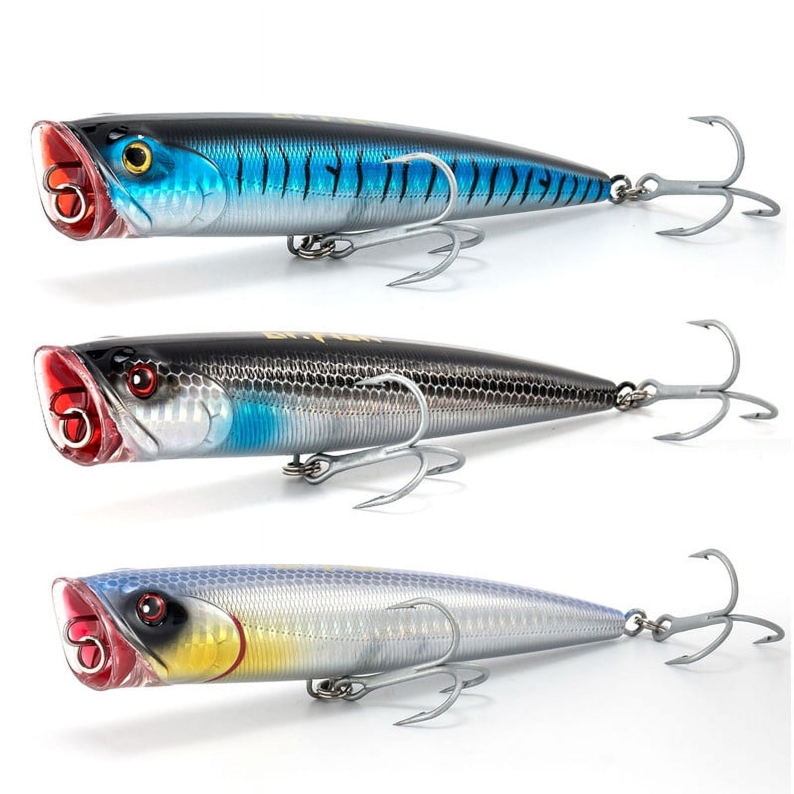 Dr.Fish Popper Saltwater Fishing Lures, 4/5.5 Inches GT Popper VMC Treble Hooks Surf Fishing Lures for Striper Pike Salmon Lures Bass Popper Fishing Plugs Offshore