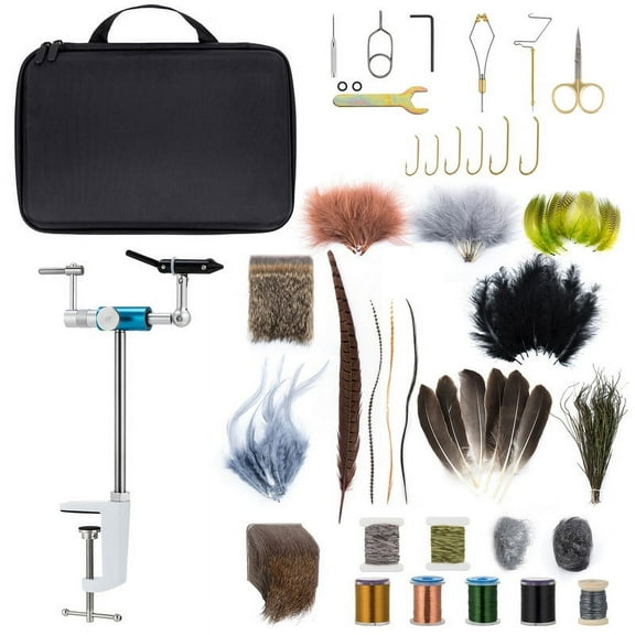 Dr.Fish Ultralight Fly Tying Kit, Multicolor, 55 Piece
