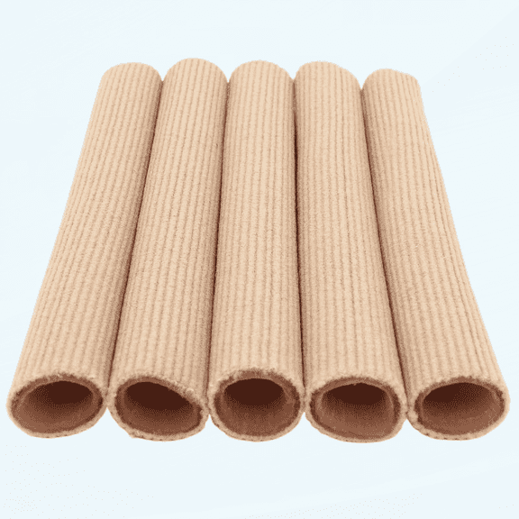 Dr. Foot's Toe Tubes, Fabric Sleeve Protectors with Gel Lining Pad to Prevent Corn, Calluses, Blisters and Hammertoes, Toe Separators Protectors for Men and Women (Medium 3/4" Diameter - 5 Pack)