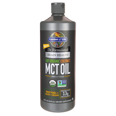 Dr. Formulated Brain Health, 100% Organic Coconut MCT Oil, Unflavored, 32 fl oz (946 ml), Garden of Life