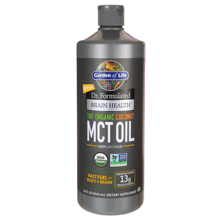 Dr. Formulated Brain Health, 100% Organic Coconut MCT Oil, Unflavored, 32 fl oz (946 ml), Garden of Life