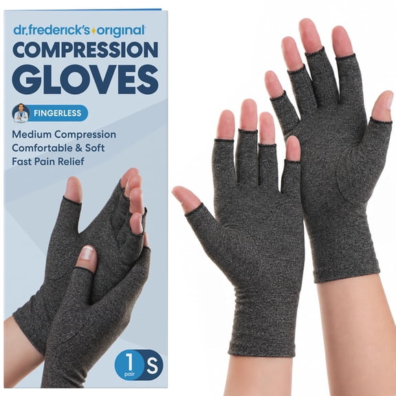 Dr. Frederick's Original Arthritis Gloves for Women & Men - Compression for Arthritis Pain Relief in Gray - Small