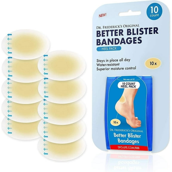 Dr. Frederick's Original Better Blister Bandages - 10 ct Toe Pack - Water Resistant Hydrocolloid Bandages for Foot, Toe Blister Prevention & Recovery - Blister Pads