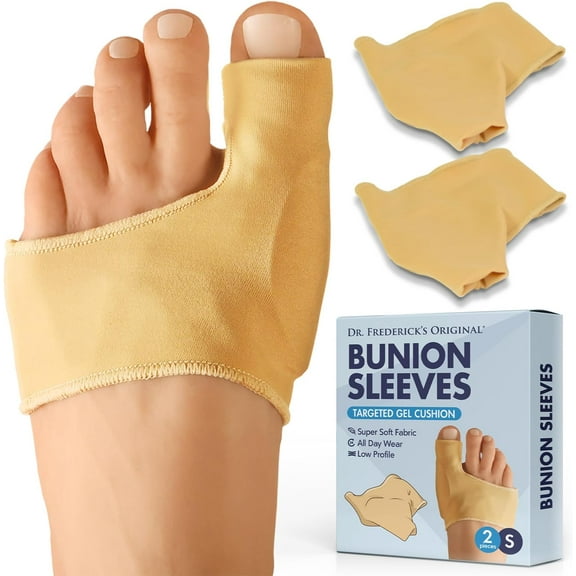 Dr. Frederick's Original Bunion Sleeves - 2 ct - Orthopedic Relief Socks for Pain - Gel Pad Cushion for Big Toe - Small W5-6.5 | M4.5-6