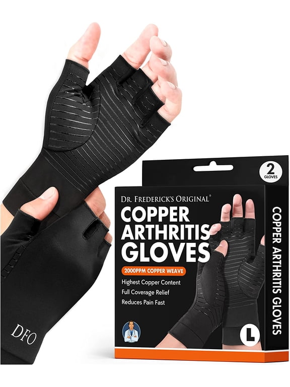 Copper Arthritis Glove - 2 Gloves - Perfect Computer Typing Gloves - Fit Guaranteed - Large