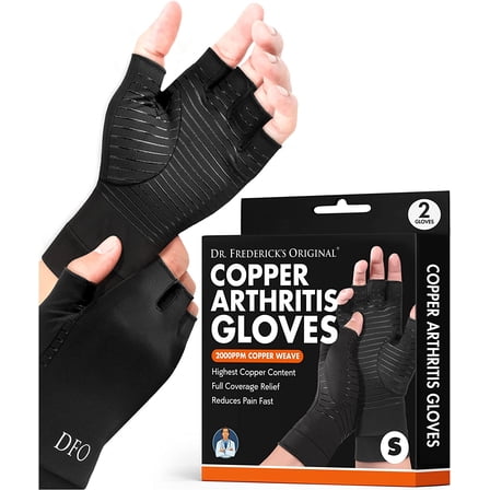 Dr. Frederick's Original Copper Arthritis Glove - 2 Gloves - Perfect Computer Typing Gloves - Fit Guaranteed - Small