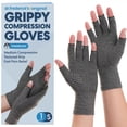 thumbnail image 1 of Dr. Frederick's Original Arthritis Compression Gloves, Fingerless with Grip, Gray, Small, 1 of 9
