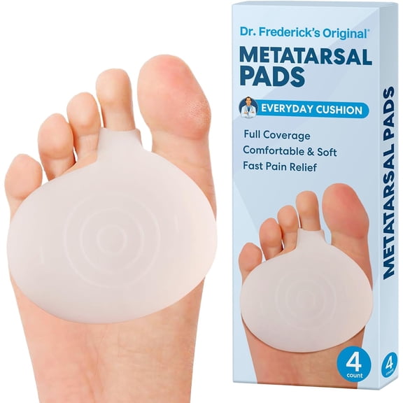 Dr. Frederick's Original Metatarsal Pads - 4 Pieces - Ball of Foot Cushions for Rapid Pain Relief - Gel Foot Pads - Shoe Inserts for Men and Women