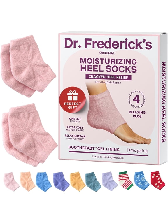 Moisturizing Fuzzy Heel Socks - 2 Pairs - Cozy Gel-Lined Sleep Socks for Women & Men - Soothes Dry, Cracked Feet - Heel Repair - Relaxing Rose