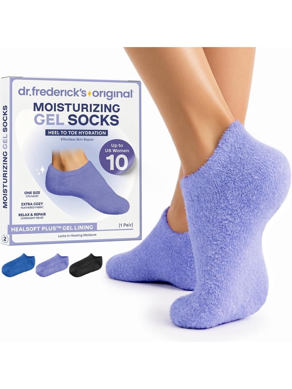 Moisturizing Gel Socks for Men & Women Dry Feet & Cracked Heel Treatment Full Foot Gel Lining with Mango Butter, Shea Butter, Jojoba & Coconut Oil (Purple Paradise)