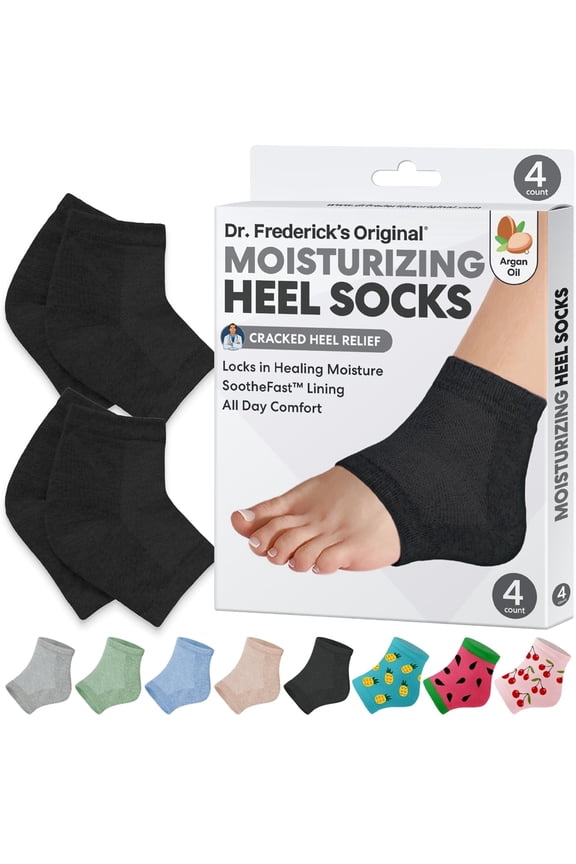 Moisturizing Heel Socks for Cracked Heel Treatment - 2 Pairs - Socks for Dry Feet - Cracked Skin Repair & Overnight Hydration - Foot Care for Women & Men - Argan Oil