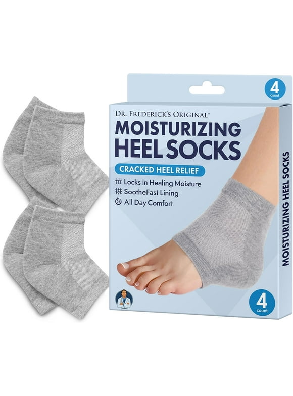 Dr. Frederick’s Original Moisturizing Heel Socks - Gel Lined Vitamin E, Jojoba, Essential Oils - 2 Pairs - Repair Cracked Heels Overnight