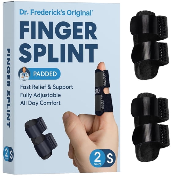 Dr. Frederick's Original Trigger Finger Splint - Mallet Splint & Brace for Arthritis, Injury, & Sprain - Fits Index, Middle, & Ring Fingers - Adjustable for All-Day Comfort - Doctor-Developed (Small)