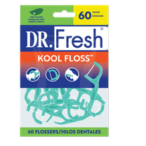 Dr. Fresh Kool Floss Waxed Dental Floss Picks in Easy Resealable Packaging, Mint, 60 Count