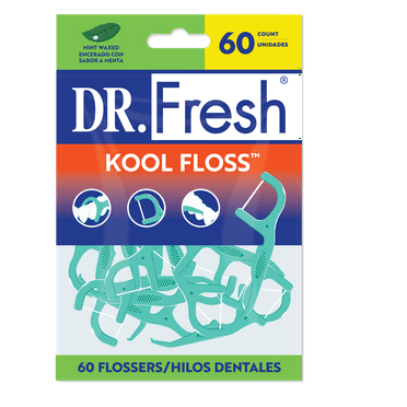 Dr. Fresh Kool Floss Waxed Dental Floss Picks in Easy Resealable Packaging, Mint, 60 Count
