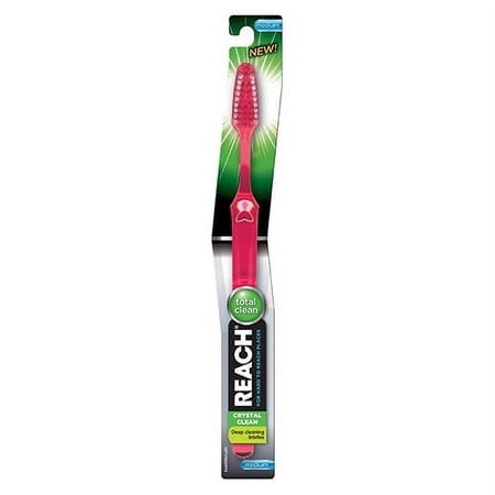 Dr Fresh Reach Crystal Clean Adult Toothbrush With Deep Cleaning Bristles, Medium, 1 ea