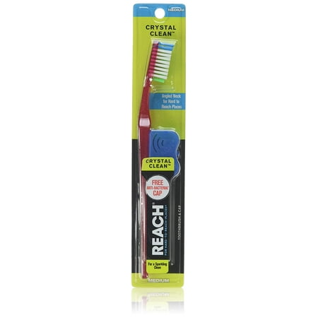 Dr Fresh Reach Crystal Clean Adult Toothbrush with Deep Cleaning Bristles, Medium, 1 Ea, 2 Pack