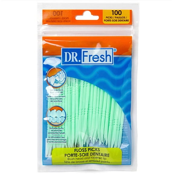 Dr. Fresh Soft Bristle Dental Floss Picks, 100 ct (Pack of 3)