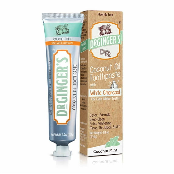 Dr. Ginger's Coconut Oil Pulling Toothpaste with White Activated Charcoal, All-Natural, Coconut Mint Flavor, 4oz, 1ct