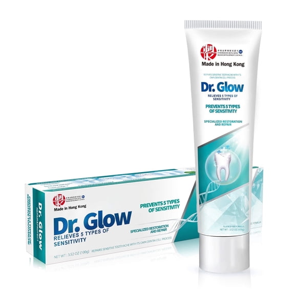 Dr. Glow Hydroxyapatite Sensitive Toothpaste - Fluoride Free, Enamel Strengthening & Remineralization, Nerve Pain Relief, Fresh Mint