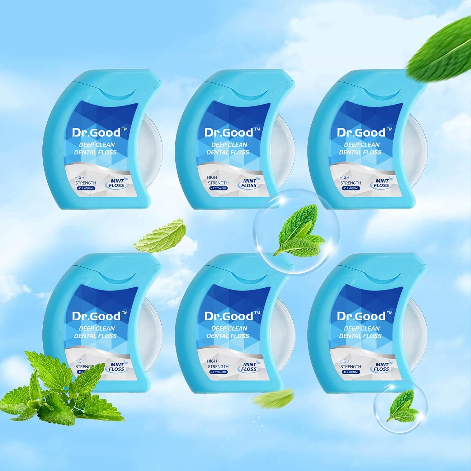 Dr.Good Glide Dental Floss Deep Clean Mint Floss, Pack of 6, 240M