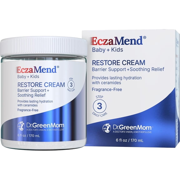 Dr. Green Mom Eczamend Fragrance Free Ceramide Face and Body Cream for Dry Sensitive Skin, 6 fl oz