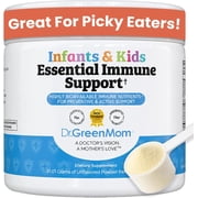 Dr. Green Mom Essential Immune Support for Kids - Powder Multivitamin with Probiotic, Zinc, Vitamin C, D3 & Quercetin   90 Servings Non-GMO