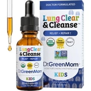 Dr. Green Mom Lung Clear & Cleanse Unisex Kids Lung Health Drops, Mullein, Astragalus & Marshmallow Root, Alcohol-Free, 1 fl oz