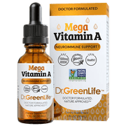 Dr. Green Mom Mega Vitamin A Liquid Drops | Retinyl Palmitate Supplement in Organic MCT Oil | 1500 Mcg RAE per Drop | Infants, Kids & Adults