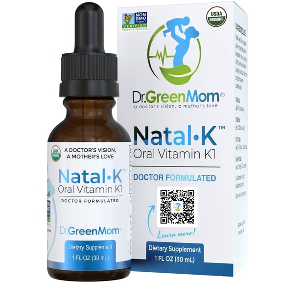 Dr. Green Mom Natal K Vitamin K1 Liquid Drops for Newborns & Infants - Organic Vitamin K Supplement in MCT Oil - Supports Healthy Blood Clotting