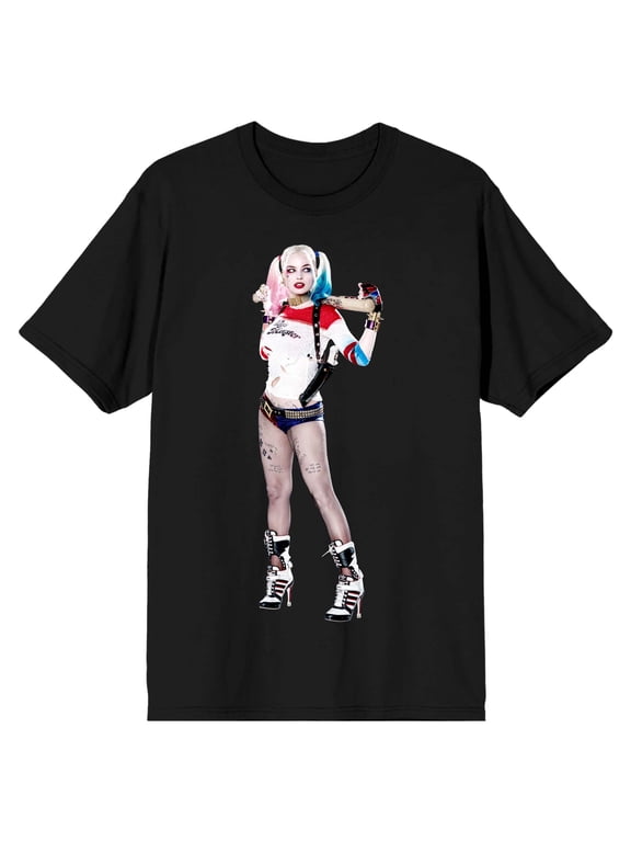 Dr. Harleen Frances Quinzel Harley Quinn Suicide Squad Men's Black T-Shirt Tee Shirt -Large