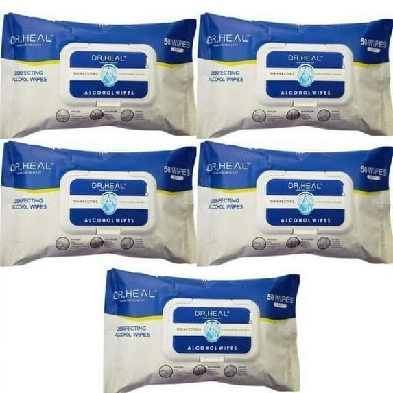 Dr Heal Wipes - 5 Pack of 50 Wipes per Pack (250 Wipes Total)