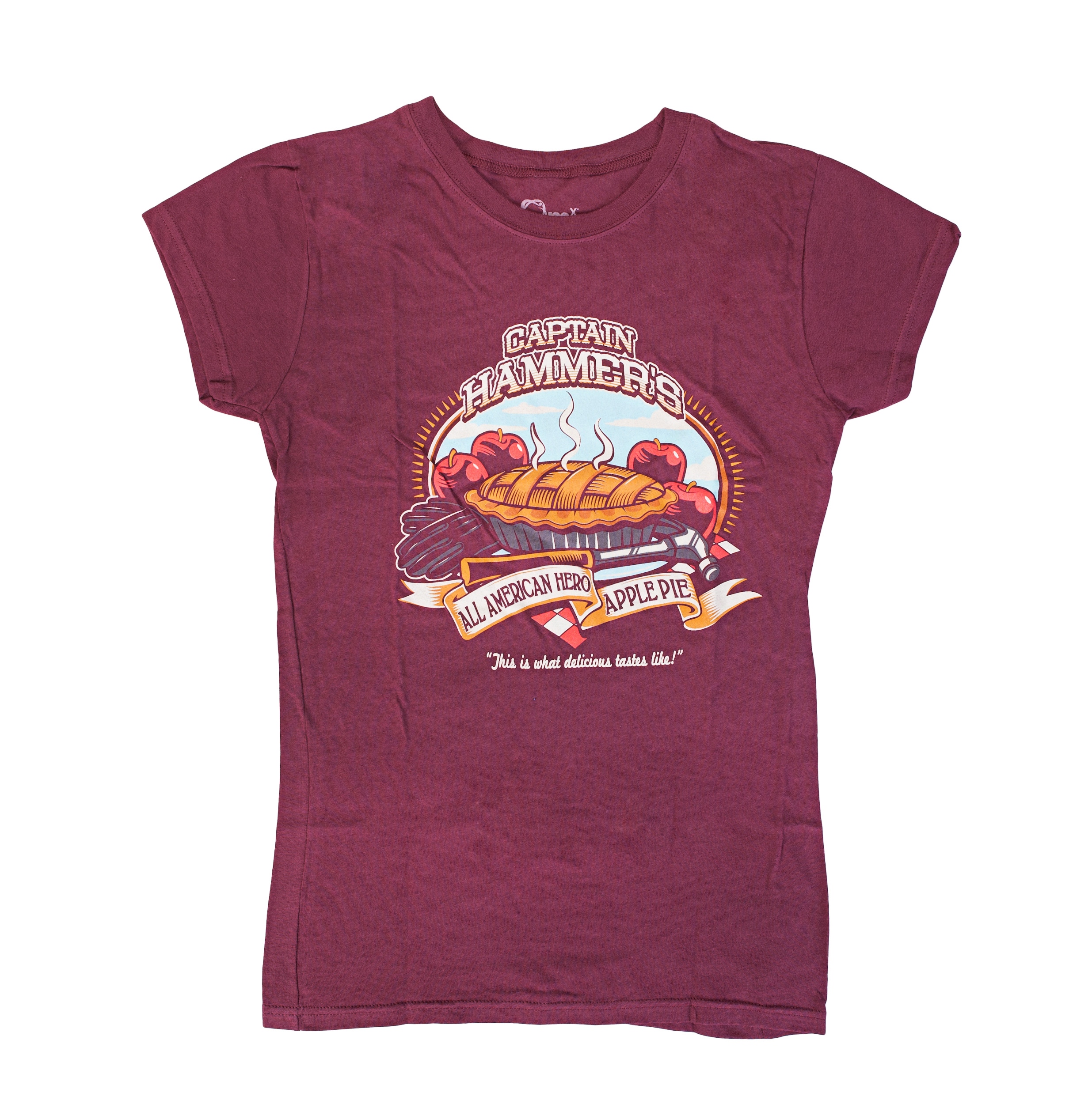 QUANTUM MECHANIX Dr. Horrible Evil Sing A Blog Captain Hammer Apple Pie Juniors T-Shirt | 2XL