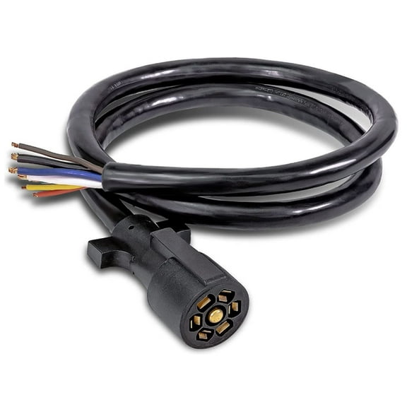 Dr Infrared Heater 6 Feet 7 Way Trailer Plug Cord Wiring Harness, Heavy Duty Weatherproof and Corrosion Resistant Inline Cable with Rugged PVC Jacket, Standard Plug for RV and Campers, 6 FT