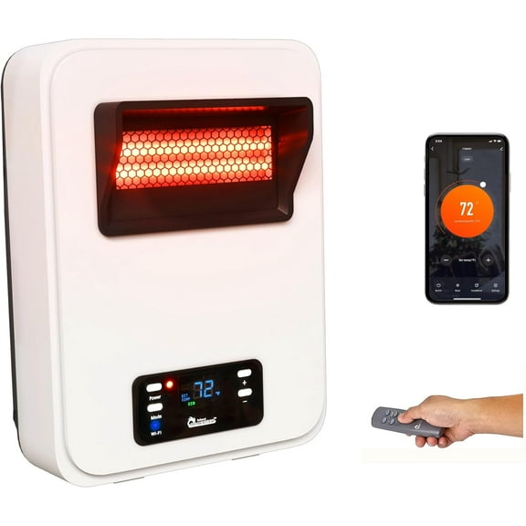 Dr. Infrared Heater Ecoheat Wall Hung or Wall Mounted Electric Space Heater, Dual System with Infrared and Fan Forced, Remote Control, 1500W, White
