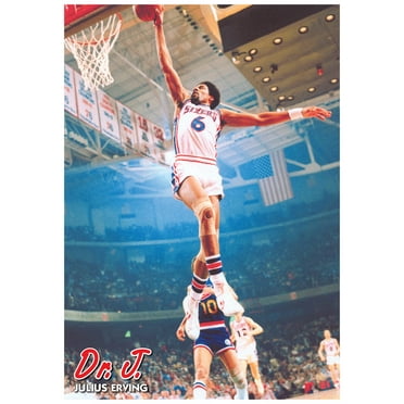 Dr. J Julius Erving Dunk Laminated Poster Print (24 x 36)