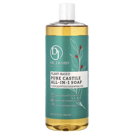 Dr. Jacobs Naturals Eucalyptus Castile Soap All-In-One Cleaner Plant-Based Formula, 32 Fl. Oz.