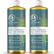 Dr. Jacobs Naturals Peppermint Castile Soap All-In-One Cleaner Plant-Based Formula, 32 Fl. Oz. 2-Pack
