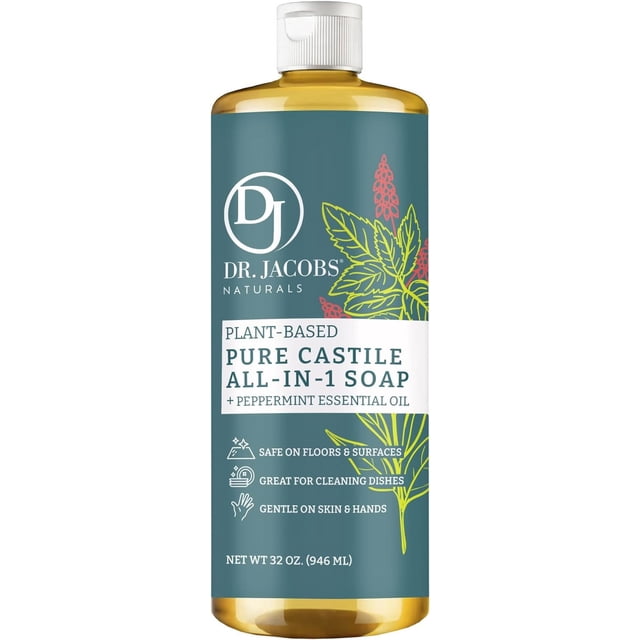 Dr. Jacobs Naturals Peppermint Castile Soap All-In-One Cleaner Plant ...
