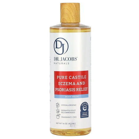 Dr. Jacobs Naturals Pure Castile Eczema and Psoriasis Relief Body Wash, Fragrance Free, 16 oz (473 ml)