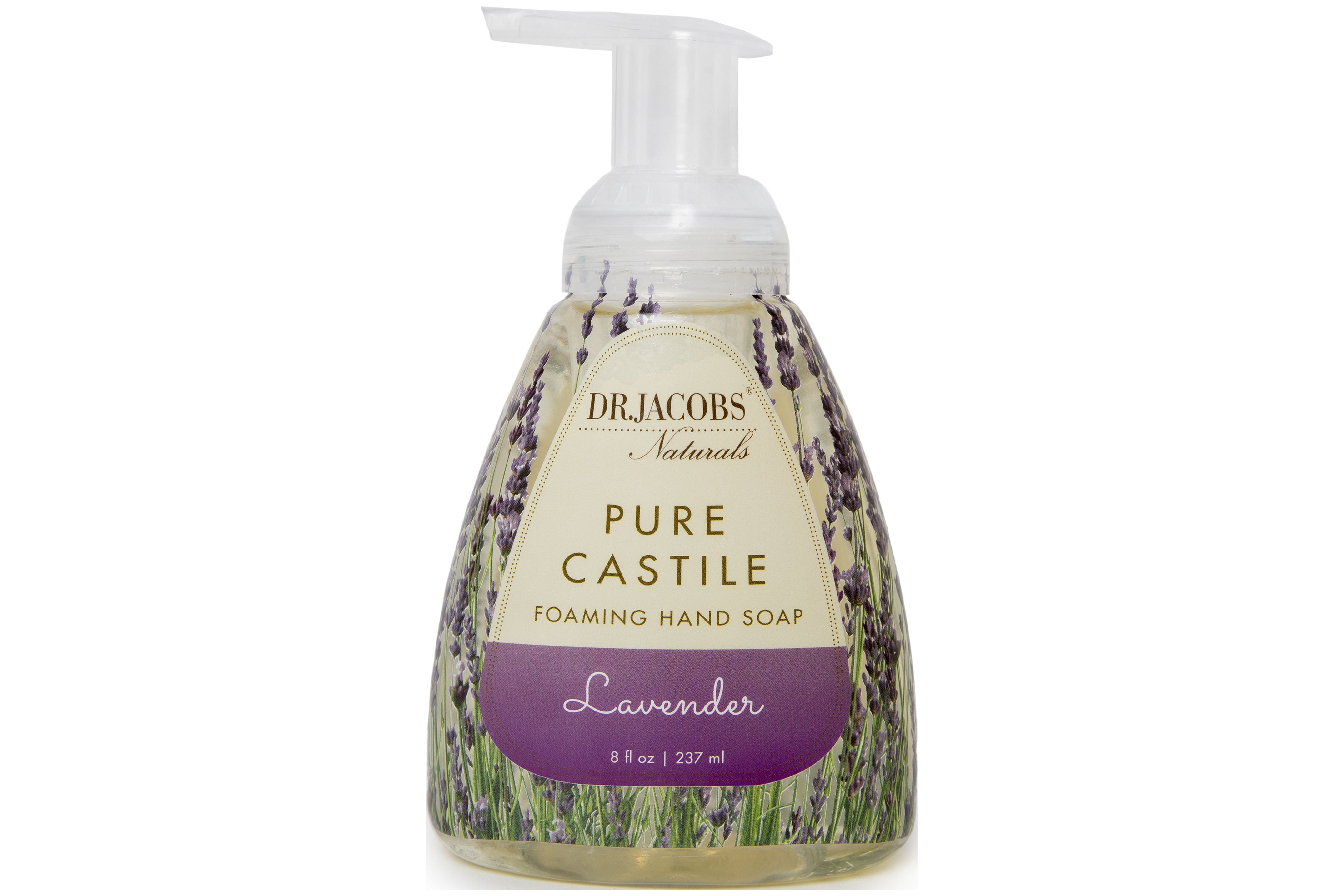 Dr Jacobs Naturals Pure Castile Foaming Hand Soap (Lavender 10 oz.) Face and Hand Wash Pump Bottle.