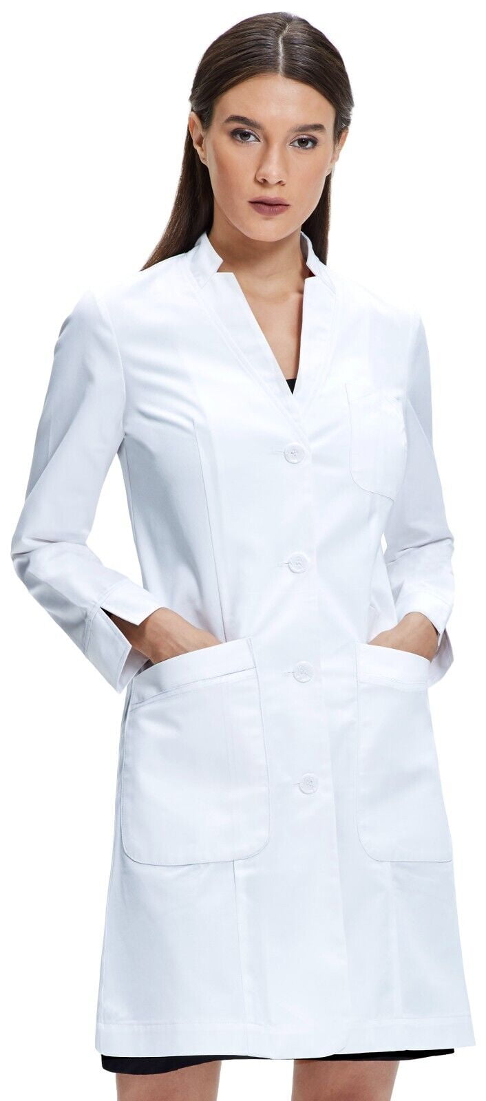Dr. James Lab Coat Women Tailored Fit Fold Back Cuff White 35 Inch (US2